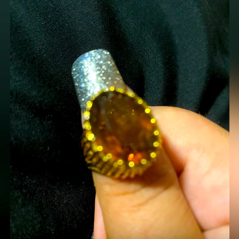 Gold-Tone Amber Oval Cocktail Ring - Women Jewelry